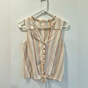 Pink rose button front tank top